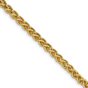 4mm 14k Yellow Gold Hollow Wheat Chain Necklace, 22 Inch